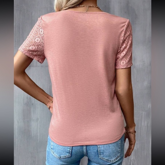 Boho lace sleeve wrap front blouse - Picture 3 of 6